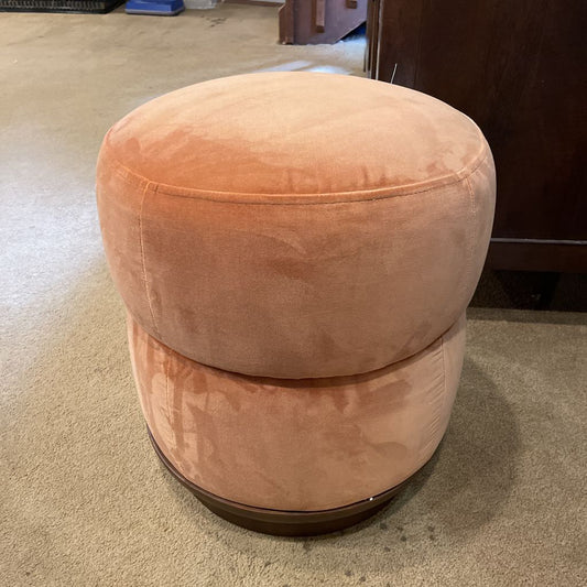 Plush Pacific Rust Velvet Round Ottoman U OTTOMANS