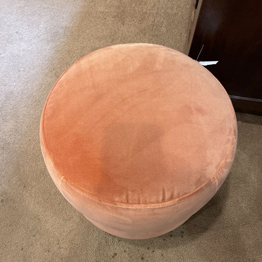 Plush Pacific Rust Velvet Round Ottoman U OTTOMANS