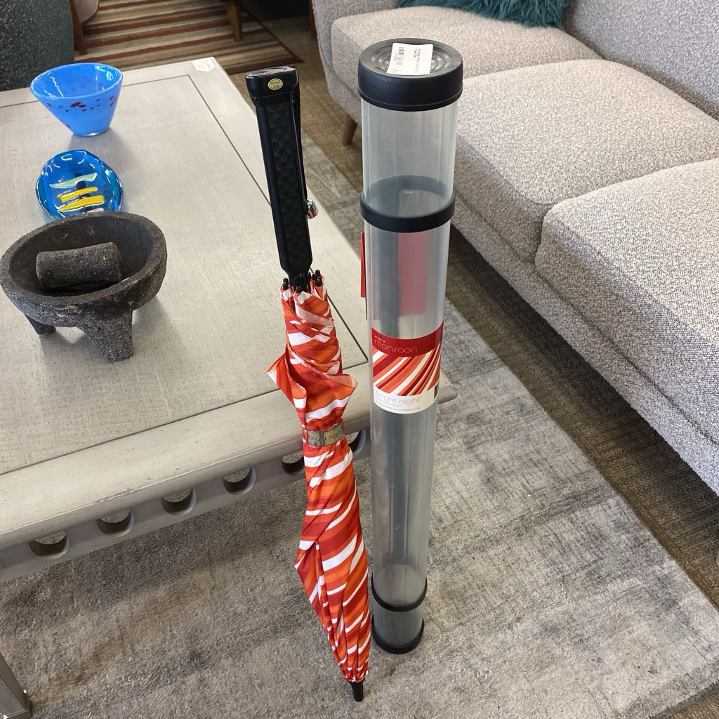 Orange Stripe Golf Umbrella in Tube (AS IS) UNIQUE FINDS