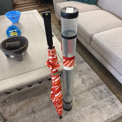 Orange Stripe Golf Umbrella in Tube (AS IS) UNIQUE FINDS