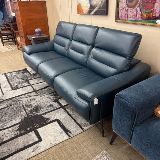 Peacock Blue Mod Leather Sofa