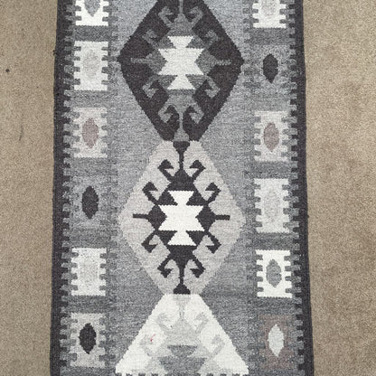 Monochromatic Dhurrie Grey Runner Rug