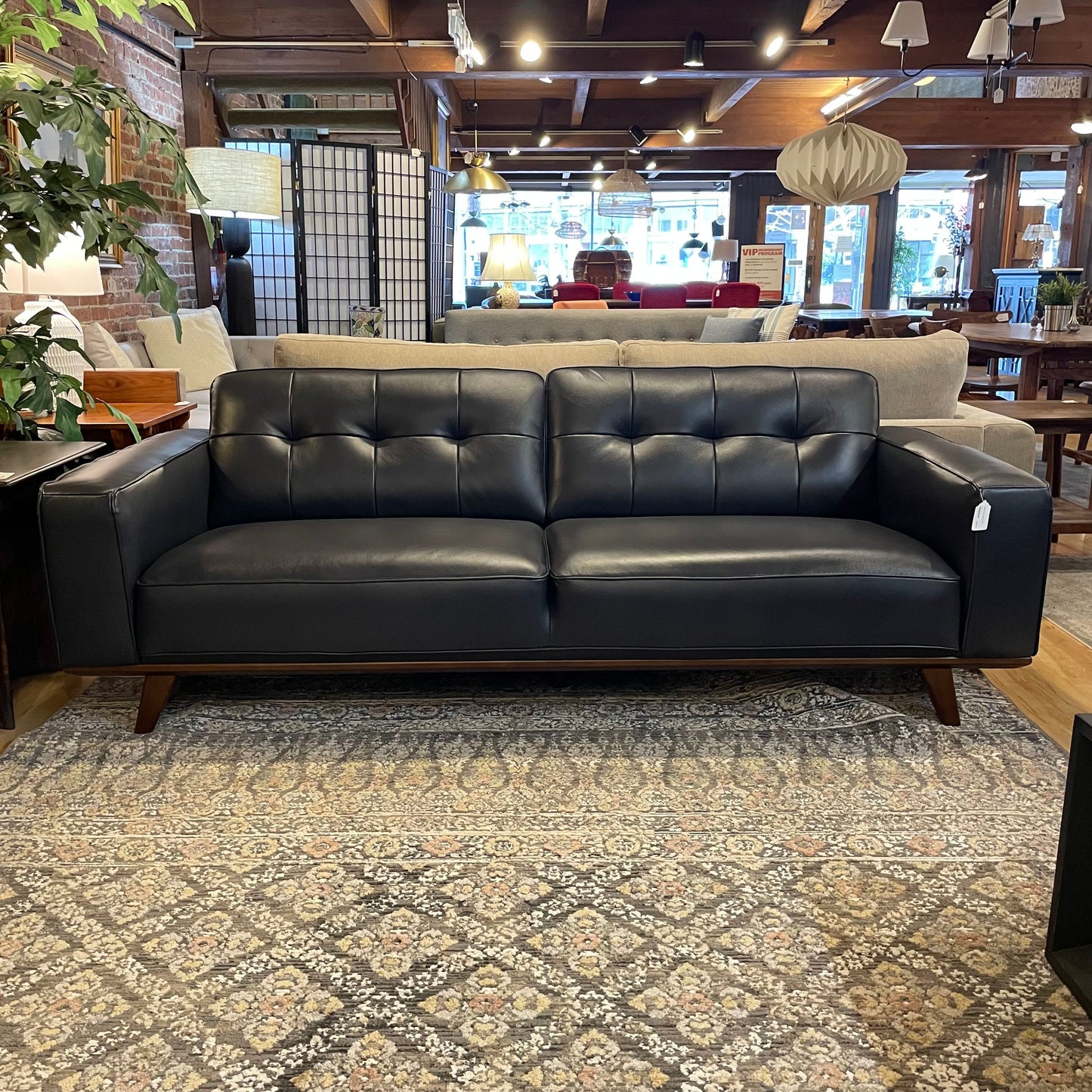 Odense Navy Leather Sofa U SOFAS