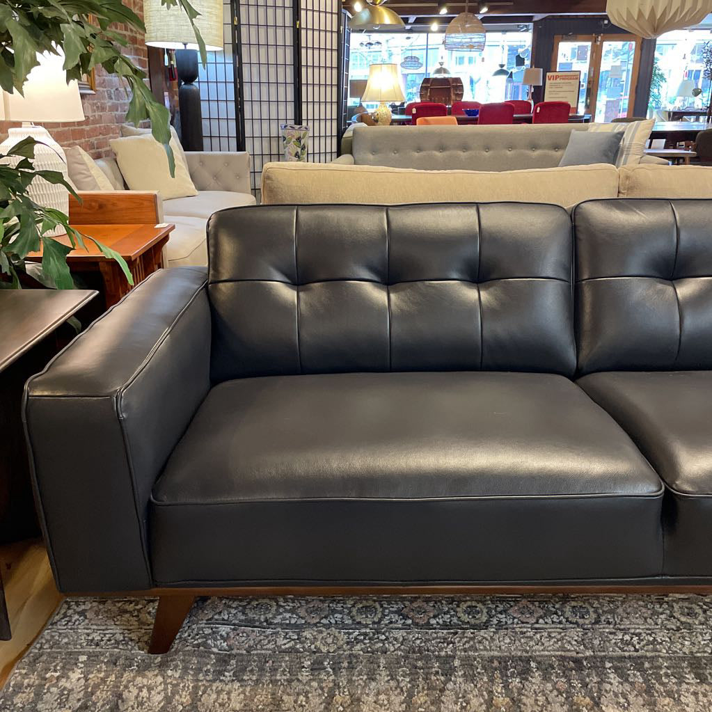 Odense Navy Leather Sofa U SOFAS