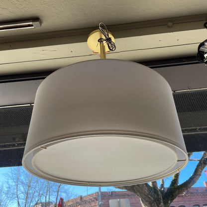 Double Barrel Shade Brass Pendant Lamp LAMPS