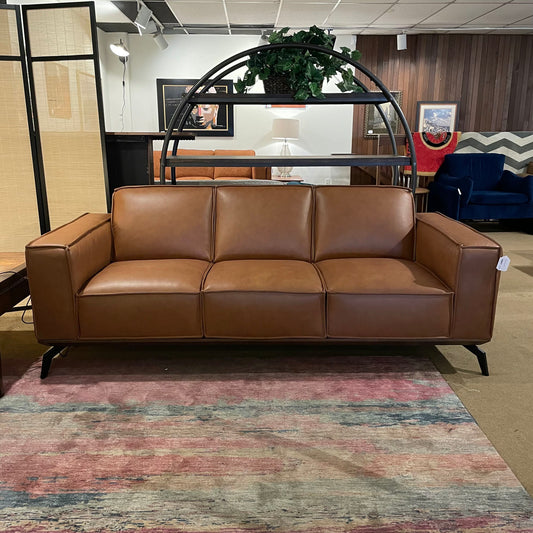 Mod Tan Leather Sofa