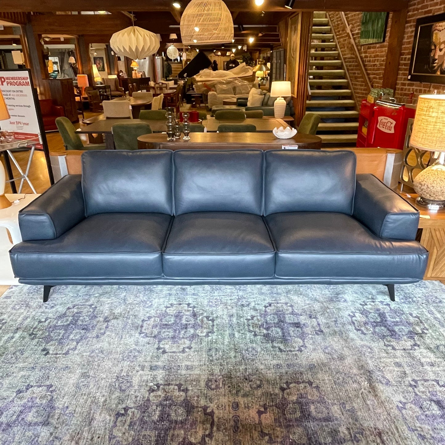 MC Style Blue Leather Sofa U SOFAS