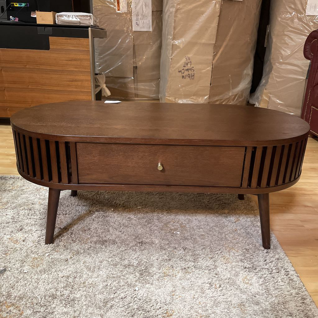 Houston Brown Oval Coffee Table with Drawer