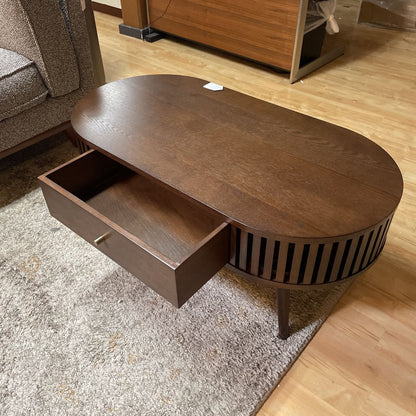 Houston Brown Oval Coffee Table with Drawer