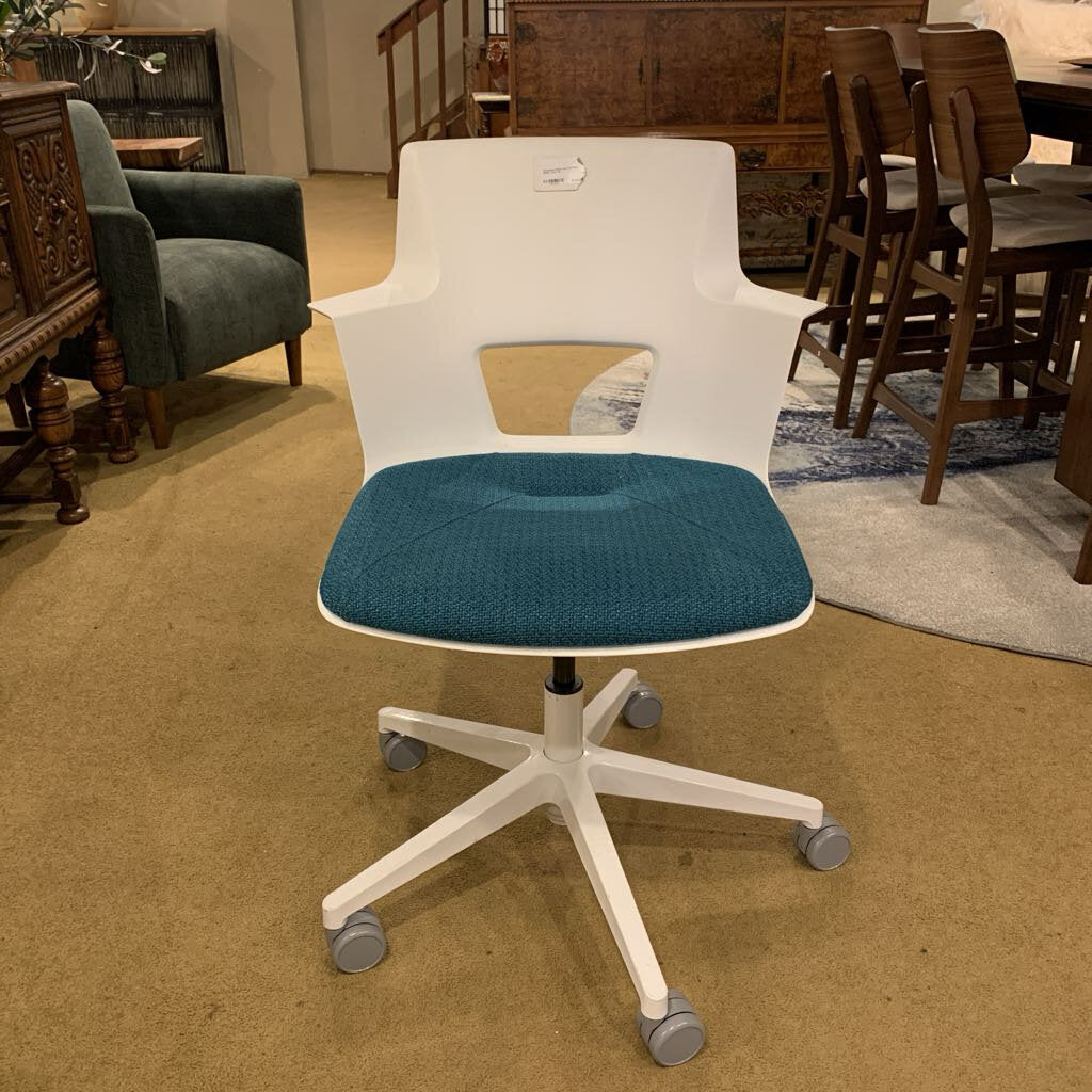 Turnstone White and Teal Seat Office Chair