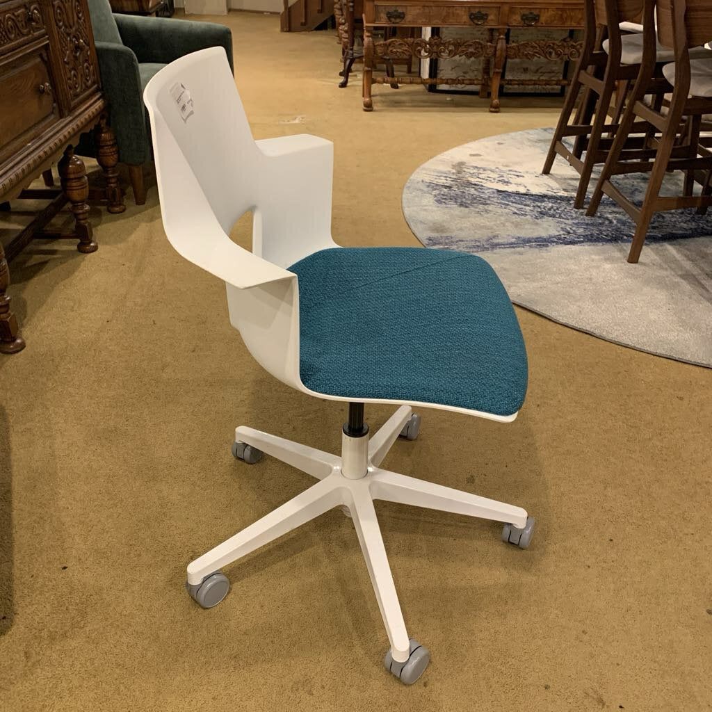 Turnstone White and Teal Seat Office Chair