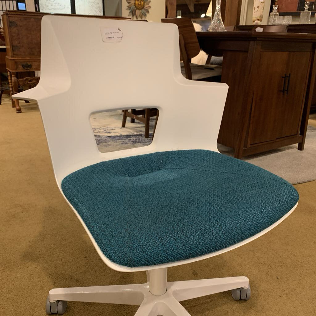 Turnstone White and Teal Seat Office Chair