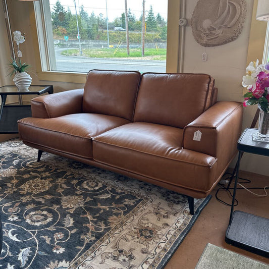 MC Style Tan Leather Loveseat