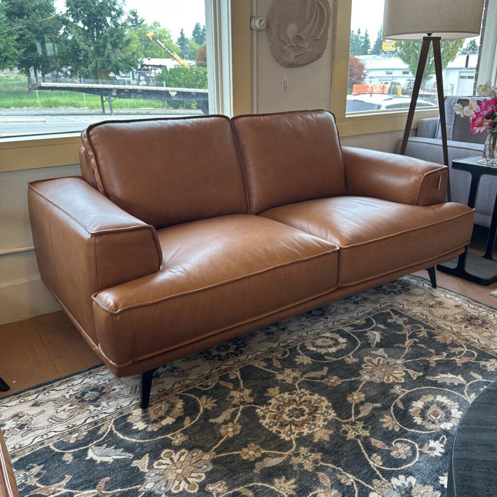 MC Style Tan Leather Loveseat