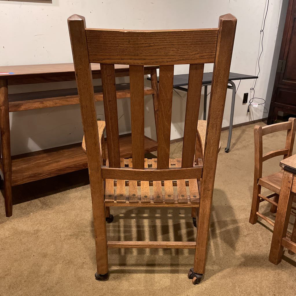 Vintage Oak Armchair on Casters U ACCENT CHAIRS