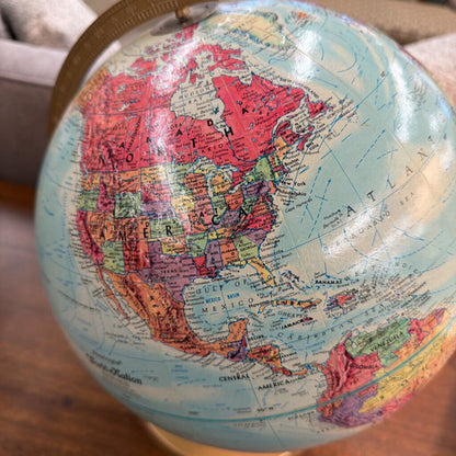 Close-up of a vintage-style globe focusing on North America.
