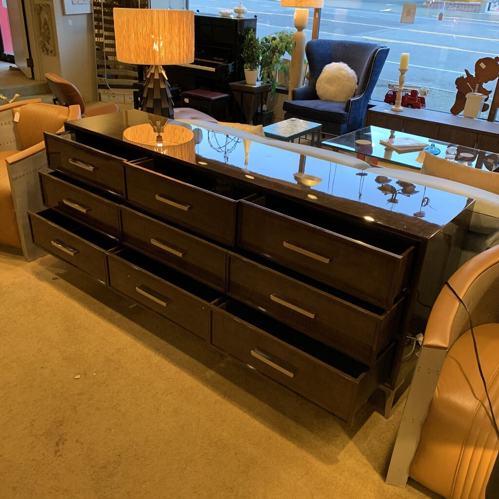 84" RH Lacquered 9 Drawer Low Dresser