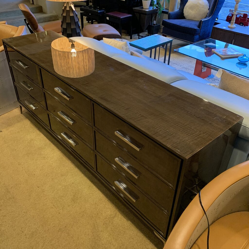 84" RH Lacquered 9 Drawer Low Dresser