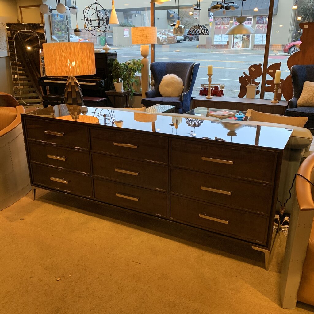 84" RH Lacquered 9 Drawer Low Dresser