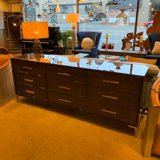 84" RH Lacquered 9 Drawer Low Dresser