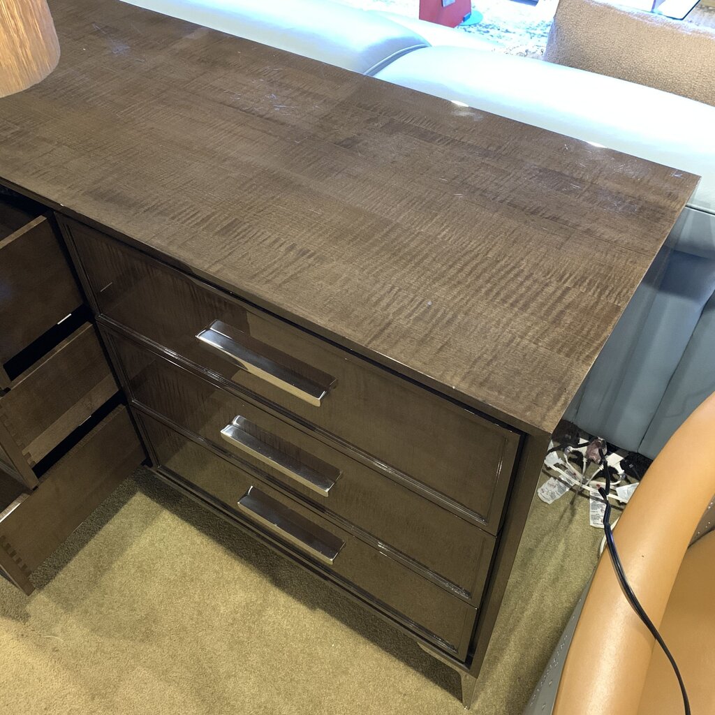 84" RH Lacquered 9 Drawer Low Dresser