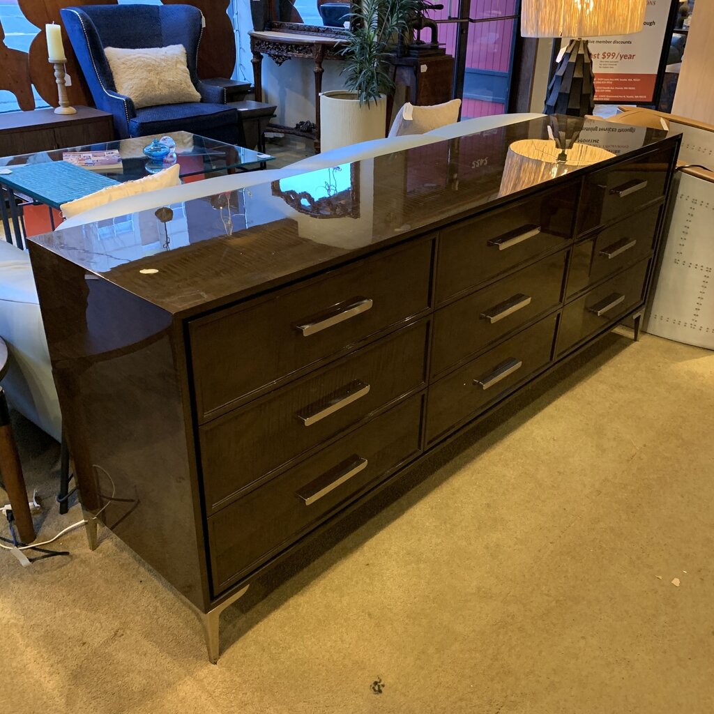 84" RH Lacquered 9 Drawer Low Dresser