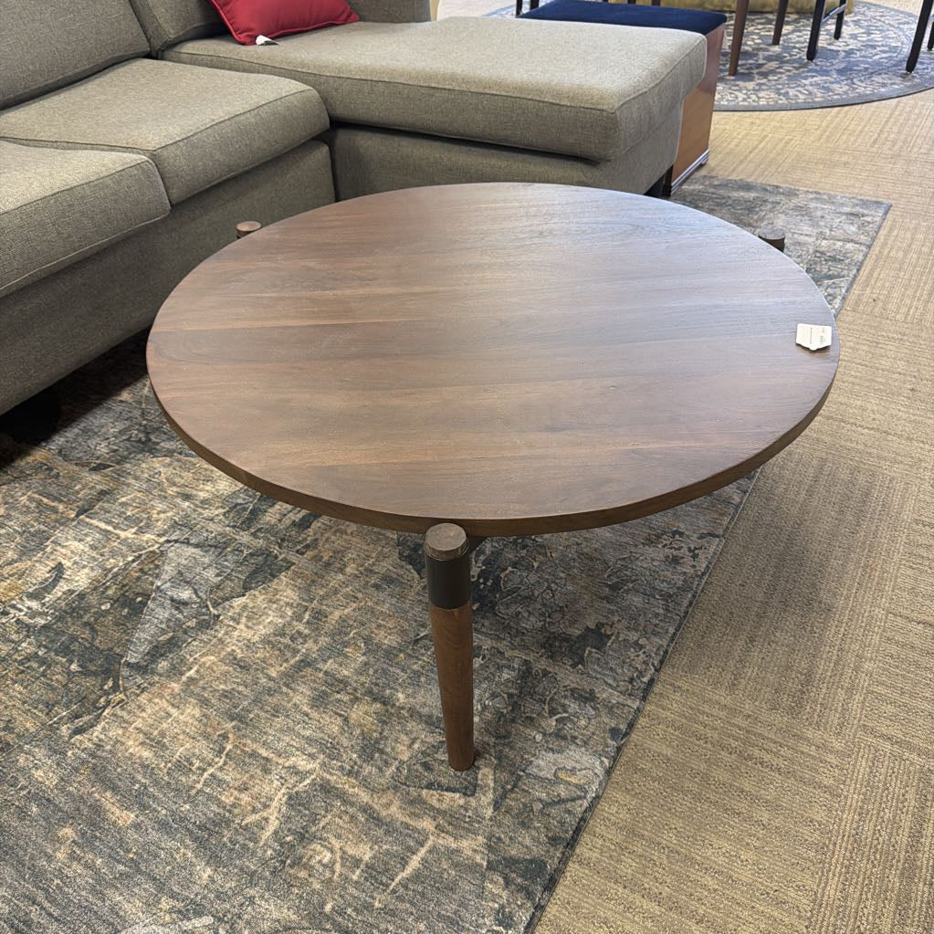 Round Dark Wood Coffee Table C COFFEE TABLES