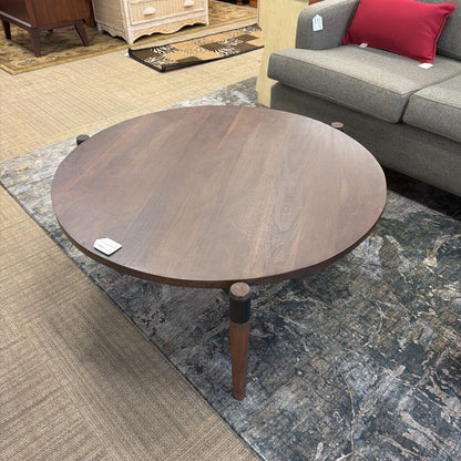 Round Dark Wood Coffee Table