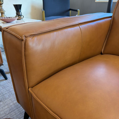 Mod Tan Leather Loveseat U LOVESEATS