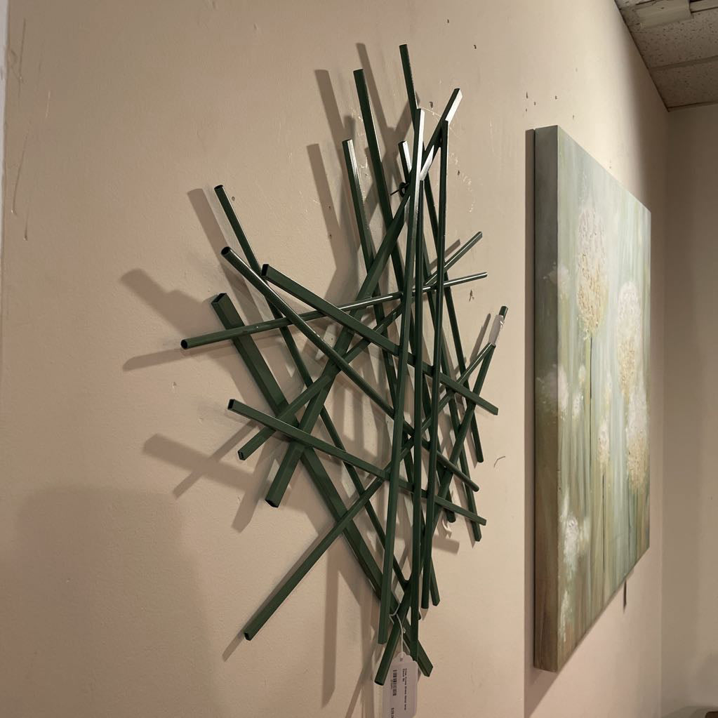 Criss Cross Green Metal Wall Decor ART