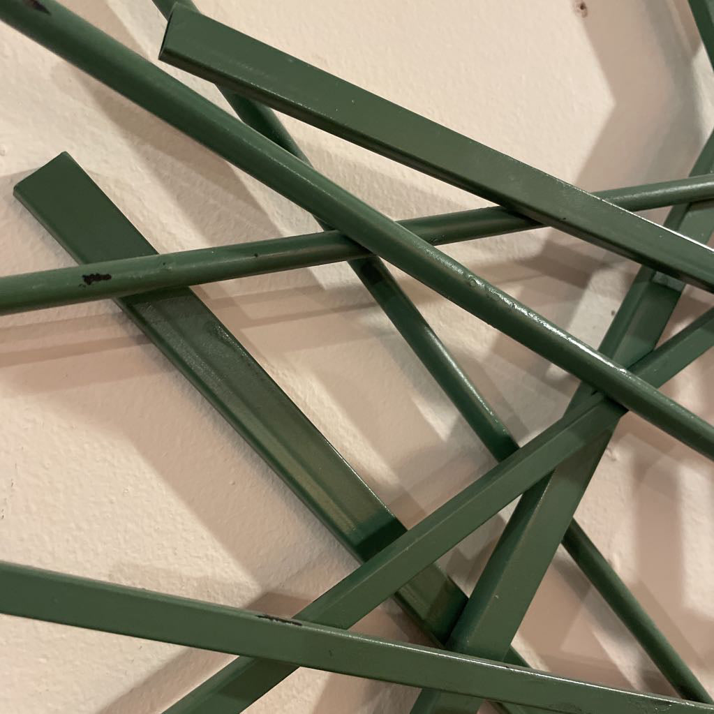 Criss Cross Green Metal Wall Decor ART