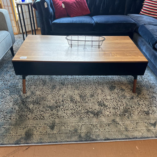 Natural Wood Top Hollow Metal Coffee Table