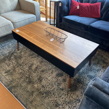 Natural Wood Top Hollow Metal Coffee Table