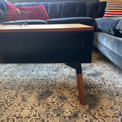 Natural Wood Top Hollow Metal Coffee Table