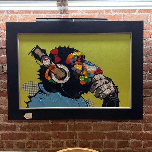Chartreuse Background Headphones Chimp (med) ART