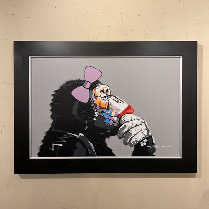 Pink Bow Chimp Portrait (med)