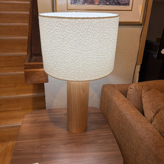 Contemporary Natural Rubberwood Table Lamp