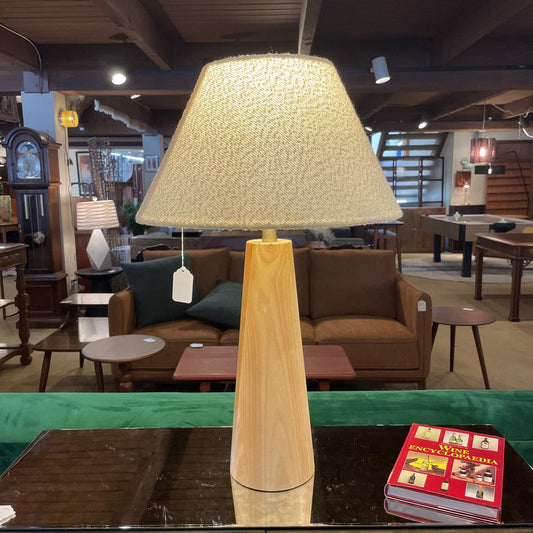 Tapered Natural Rubberwood Table Lamp