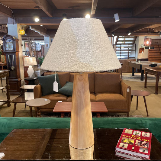 Tapered Natural Rubberwood Table Lamp
