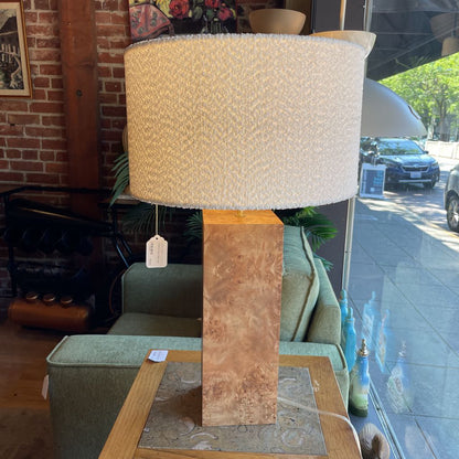 Tall Burled Veneer Table Lamp