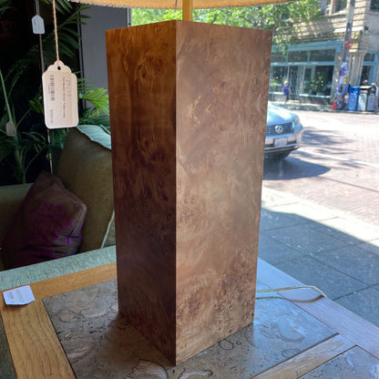Tall Burled Veneer Table Lamp