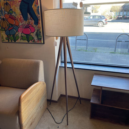 Walnut Finish Tripod Floor Lamp LAMPS