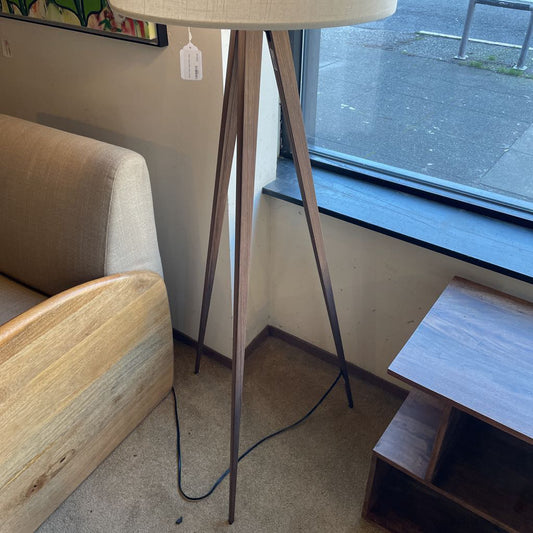 Walnut Finish Tripod Floor Lamp LAMPS