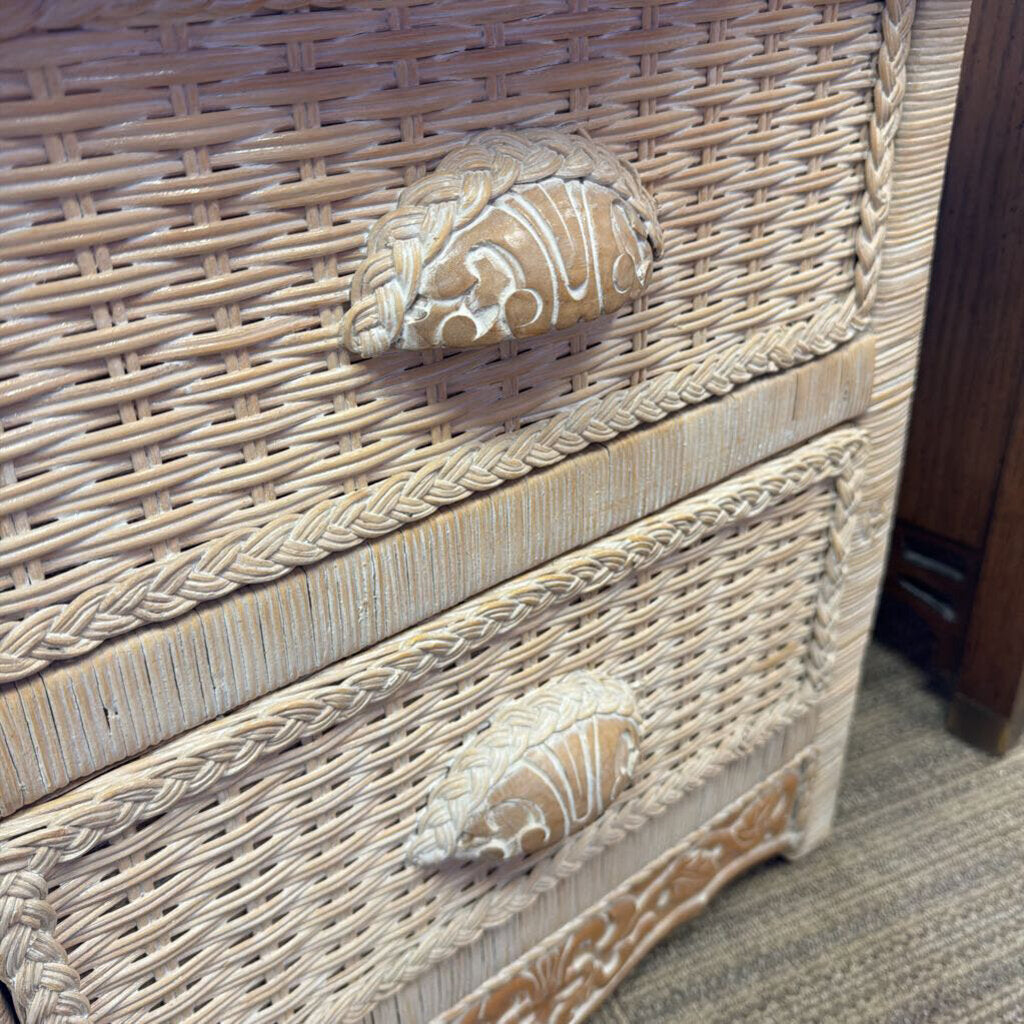 Whitewash Wicker Nightstand