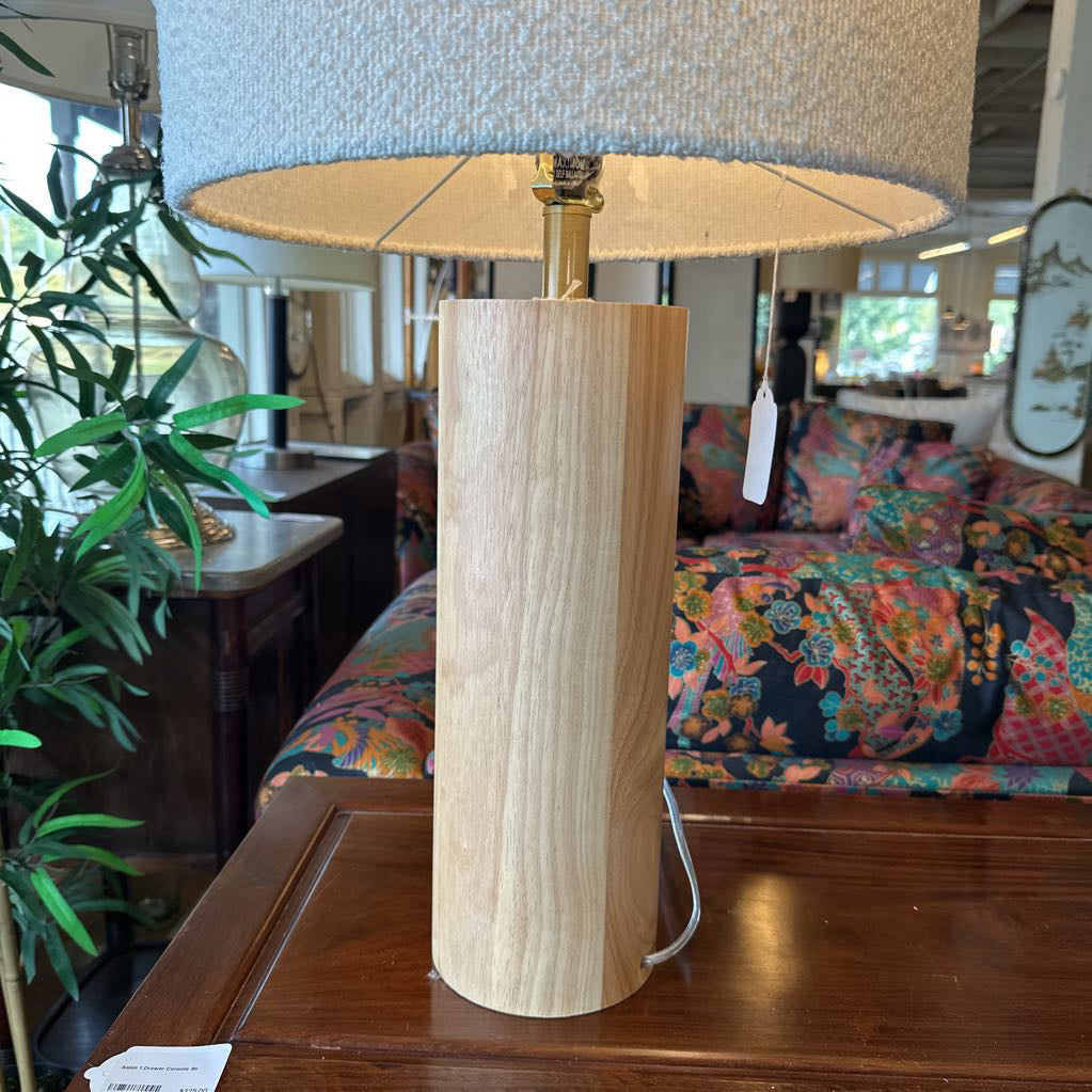 Contemporary Natural Rubberwood Table Lamp