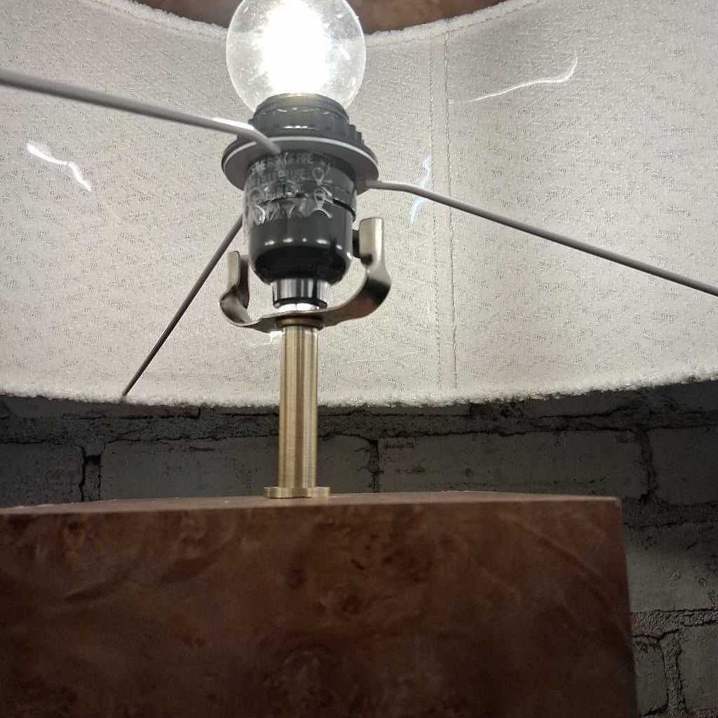 Tall Burled Veneer Table Lamp
