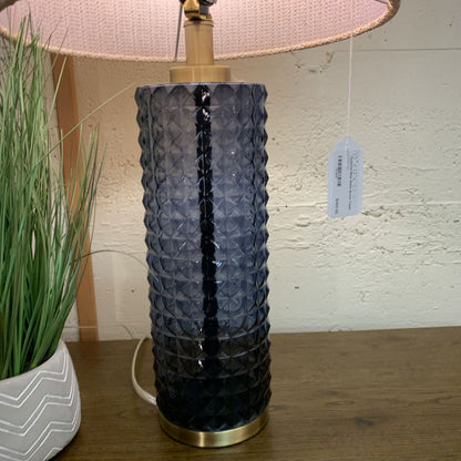Textured Blue Glass Brass Table Lamp LAMPS