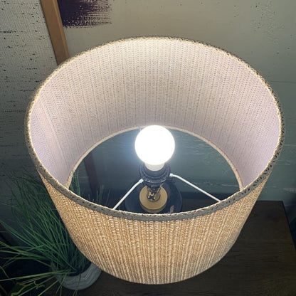Textured Blue Glass Brass Table Lamp
