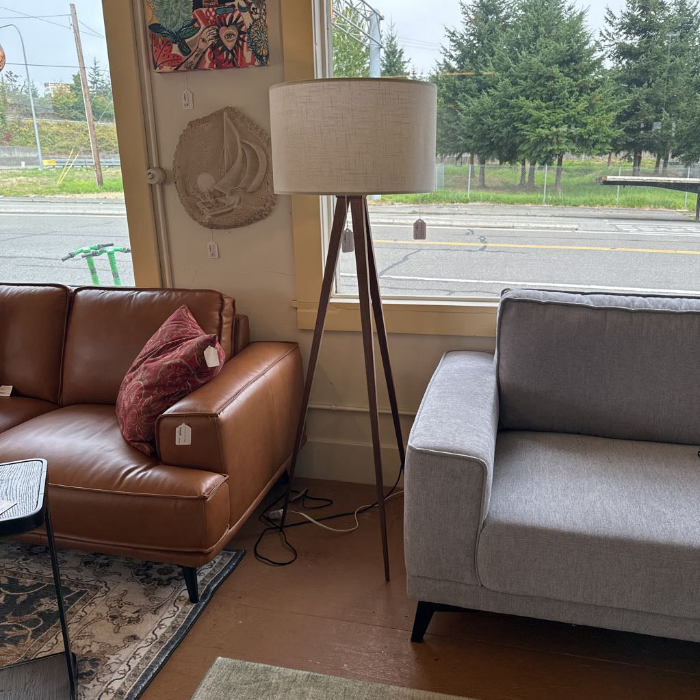 Walnut Finish Tripod Floor Lamp