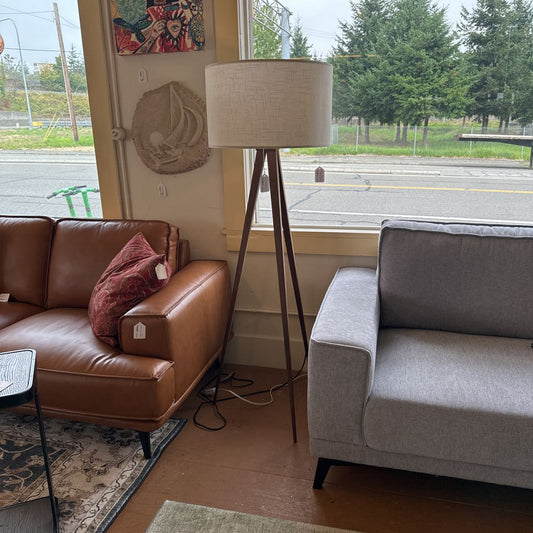 Walnut Finish Tripod Floor Lamp